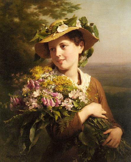 Fritz Zuber-Buhler Young Beauty with Bouquet